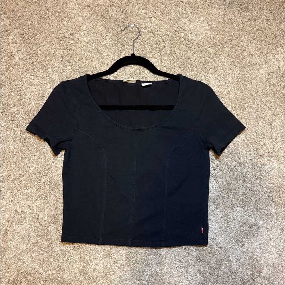Levi's Black Crop Fitted Short Sleeve T-Shirt
